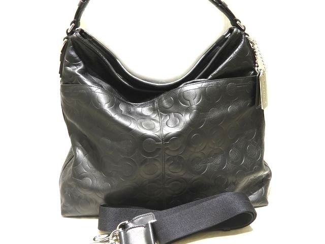 オプアート COACH コーチ 70249 2WAY ショルダーバッグ ☆ ブラック レザー オプアート ハンドバッグ トートバッグ クロスボディ 牛革 ▼7B