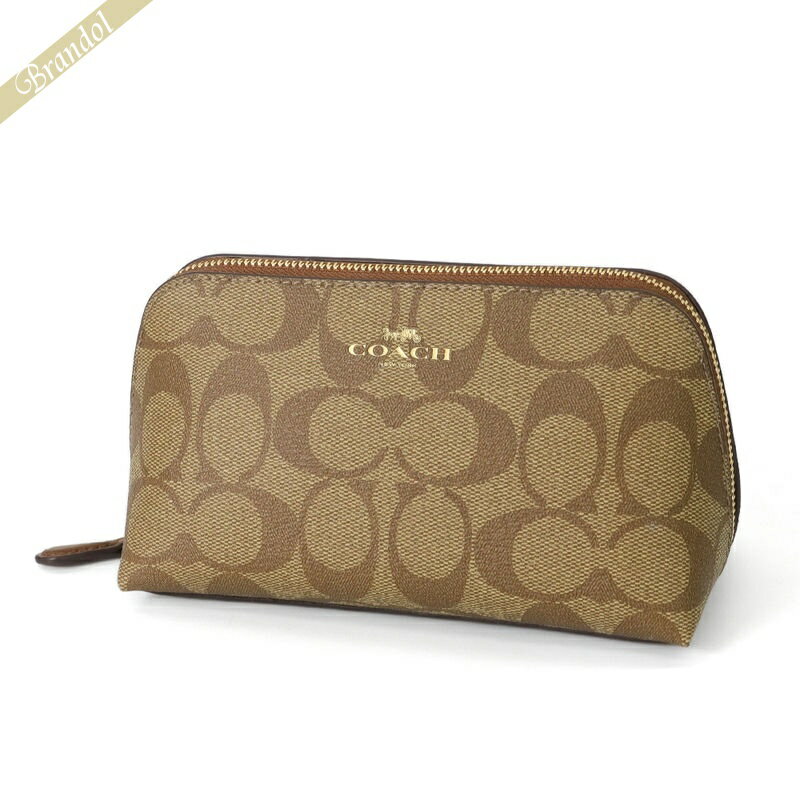 《全品P2倍&300円クーポン対象》コーチ COACH ポーチ シグネチャー コスメポーチ ベージュ×ライトブラウン F53385 IME74 | コーチアウトレット コンビニ受取 ブランド
