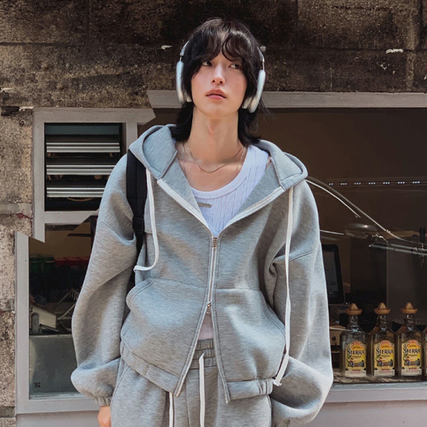 【送料無料】ツープラン【2plan】Neoprene semi-crop hooded zip-up / ネオプレンセミクロップフードジップアップ【公式ショップ】