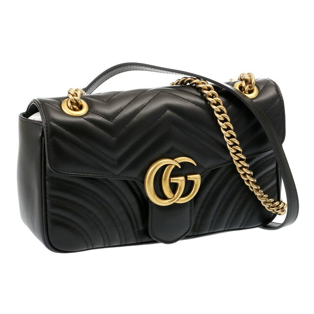 【クーポン5%OFF】グッチ／GUCCI"GGマーモント"キルティング スモールショルダーバッグ・斜め掛けチェーンショルダー・ミニバッグ(ブラック)443497 DTDIT 1000／BLACK