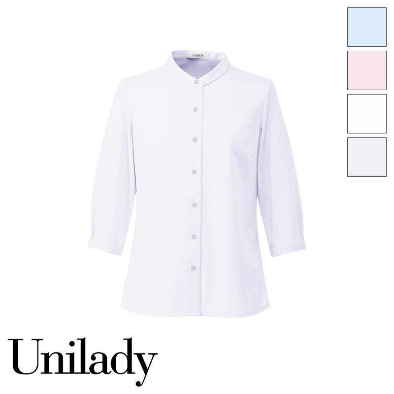 【即日発送】事務服 七分袖ニットブラウス スタンドカラー U82153 【5号-15号】 UNILADY ユニレディ ヤギコーポレーション オフィス 制服
