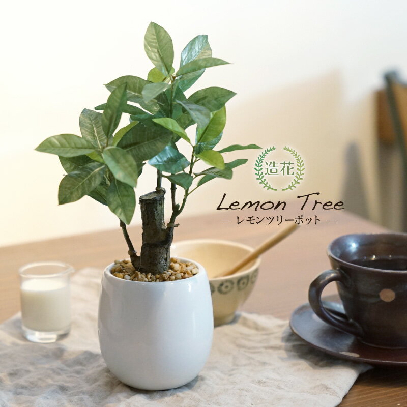 フェイクグリーン 卓上 ミニ 観葉植物 フェイク グリーン 人工観葉植物 小さい おしゃれ 光触媒 陶器 鉢 かわいい 造花 インテリア テーブル 消臭 抗菌 デスク オシャレ プレゼント ギフト リビング 鉢植え お祝い 送料無料 母の日 [md][fd][kd][rcp] / レモンツリーポット