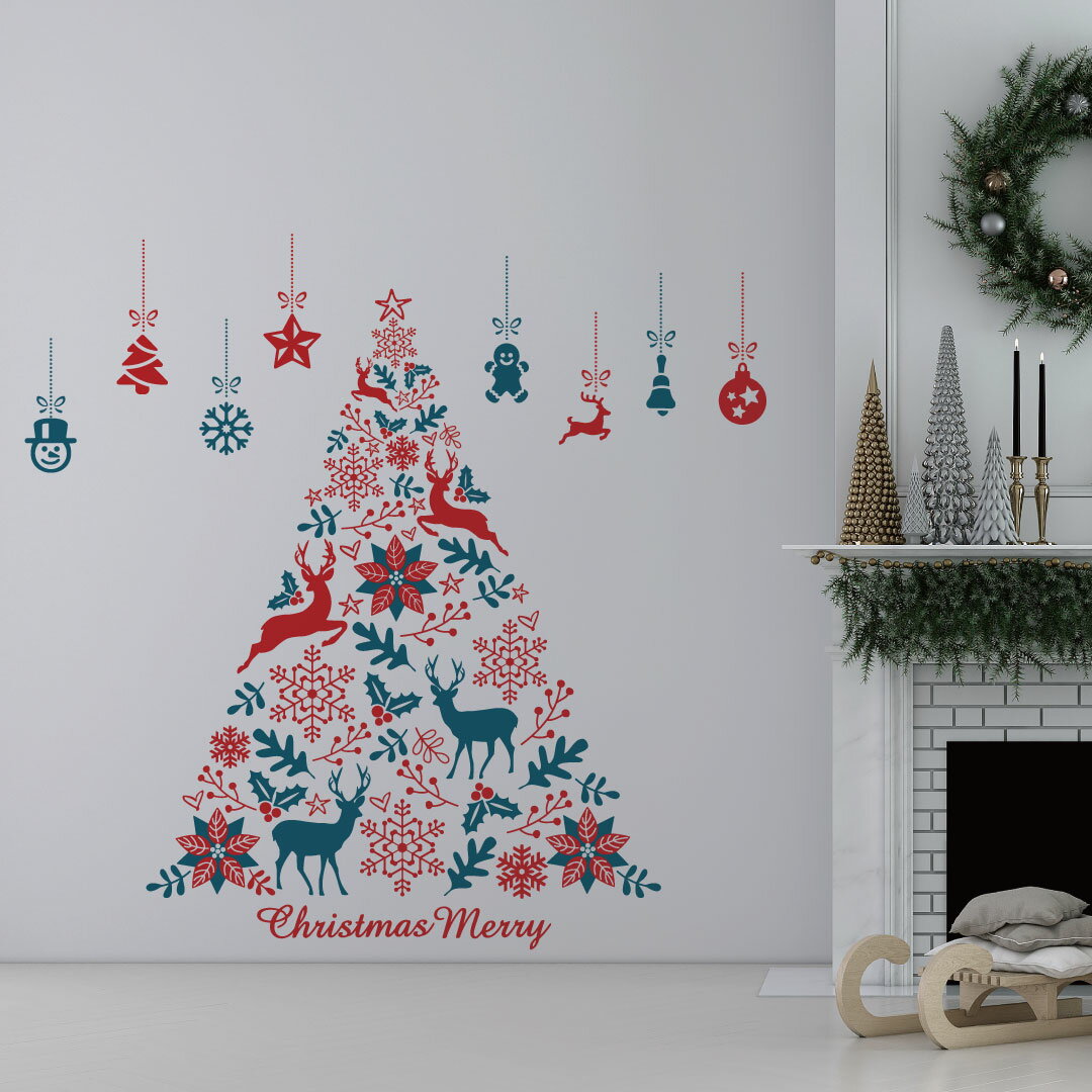 3sizeから選べる！ウォールステッカー 2024 クリスマス Christmas 飾り 190×427mm 390×877mm 590×1327mm Ssize Msize Lsize xmas 壁紙 はがせる ウォールステッカー　013016