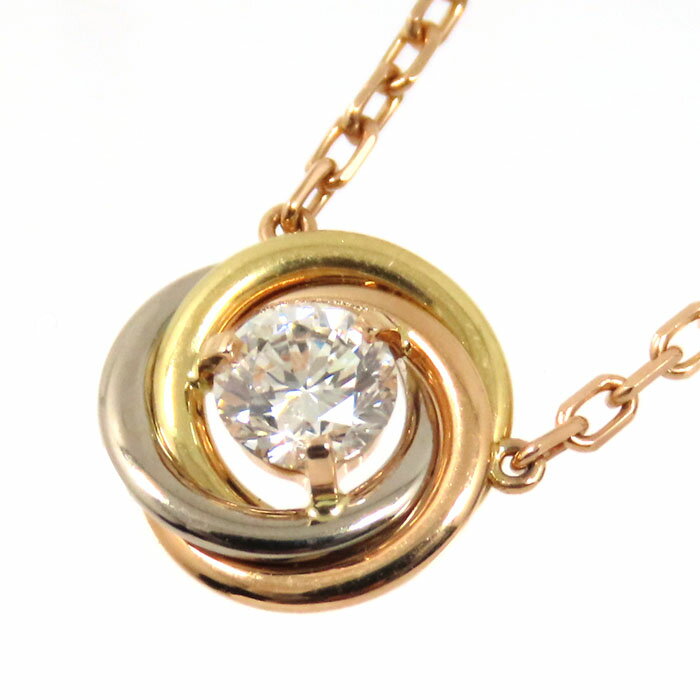 【ポイント10倍 6/18まで】 Cartier カルティエ トリニティ ドゥ ダイヤ ネックレス K18YG K18WG K18PG 750 イエローゴールド ホワイトゴールド ピンクゴールド 41.0cm アジャスター付き 首飾り アクセサリー ユニセックス 送料無料 241001013189