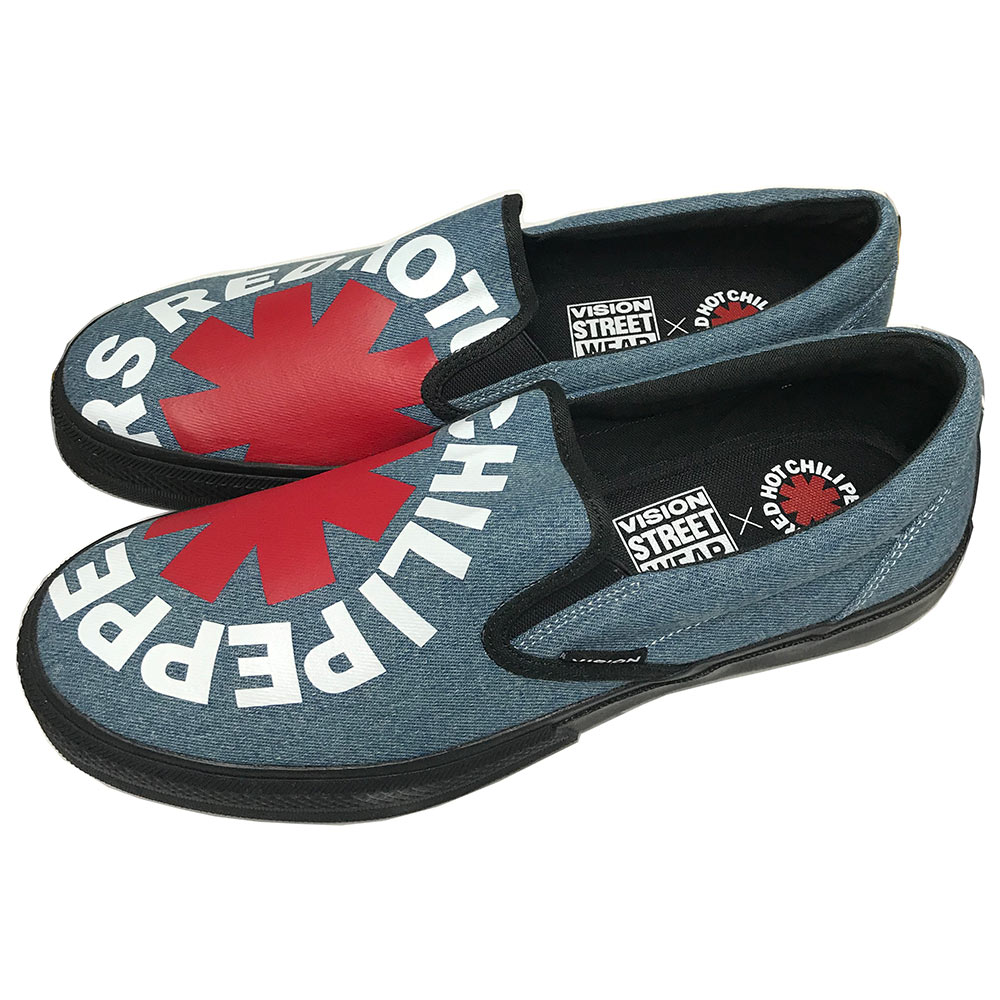ビジョン RED HOT CHILI PEPPERS レッドホットチリペッパーズ (来日 35周年 ) - CANVAS SLIP-ON RHCP DENIM / VISION STREET WEAR（ブランド） / スニーカー / レディース 【公式 / オフィシャル】