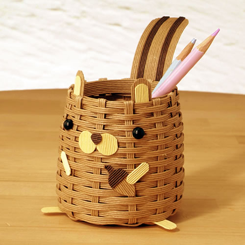 エコクラフト キット しまリスのペンたて 【メール便可】| ハマナカ 手芸 手作り ハンドメイド 手作りキット 手芸キット エコクラフト 工作キット 夏休み 自由研究 小学生 子供 エコ バンド クラフトバンド キット 紙バンド プレゼント