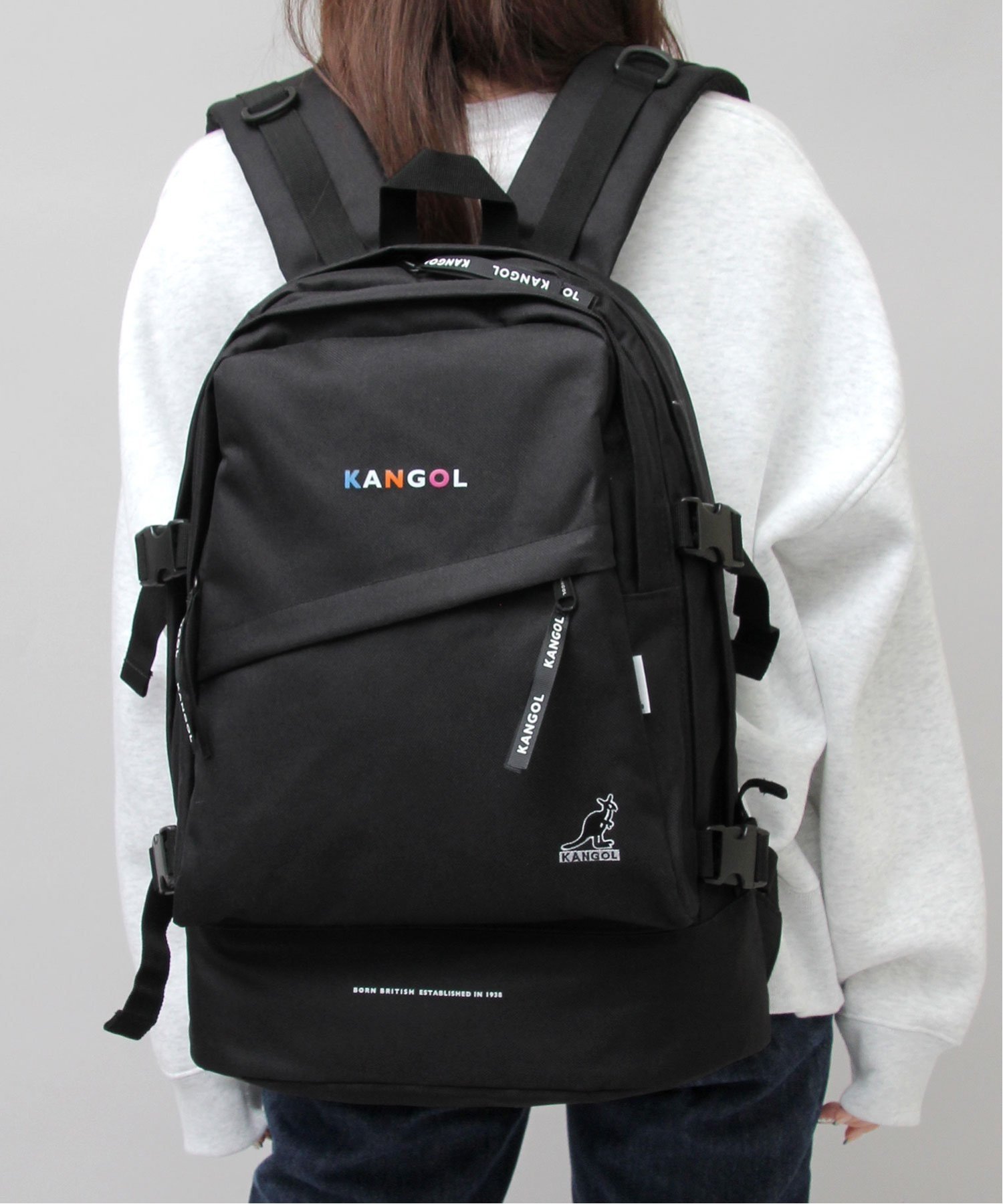 KANGOL KANGOL/バックパック/リュック/大容量/2層式 エー.エム.エス. バッグ リュック・バックパック ブラック【送料無料】