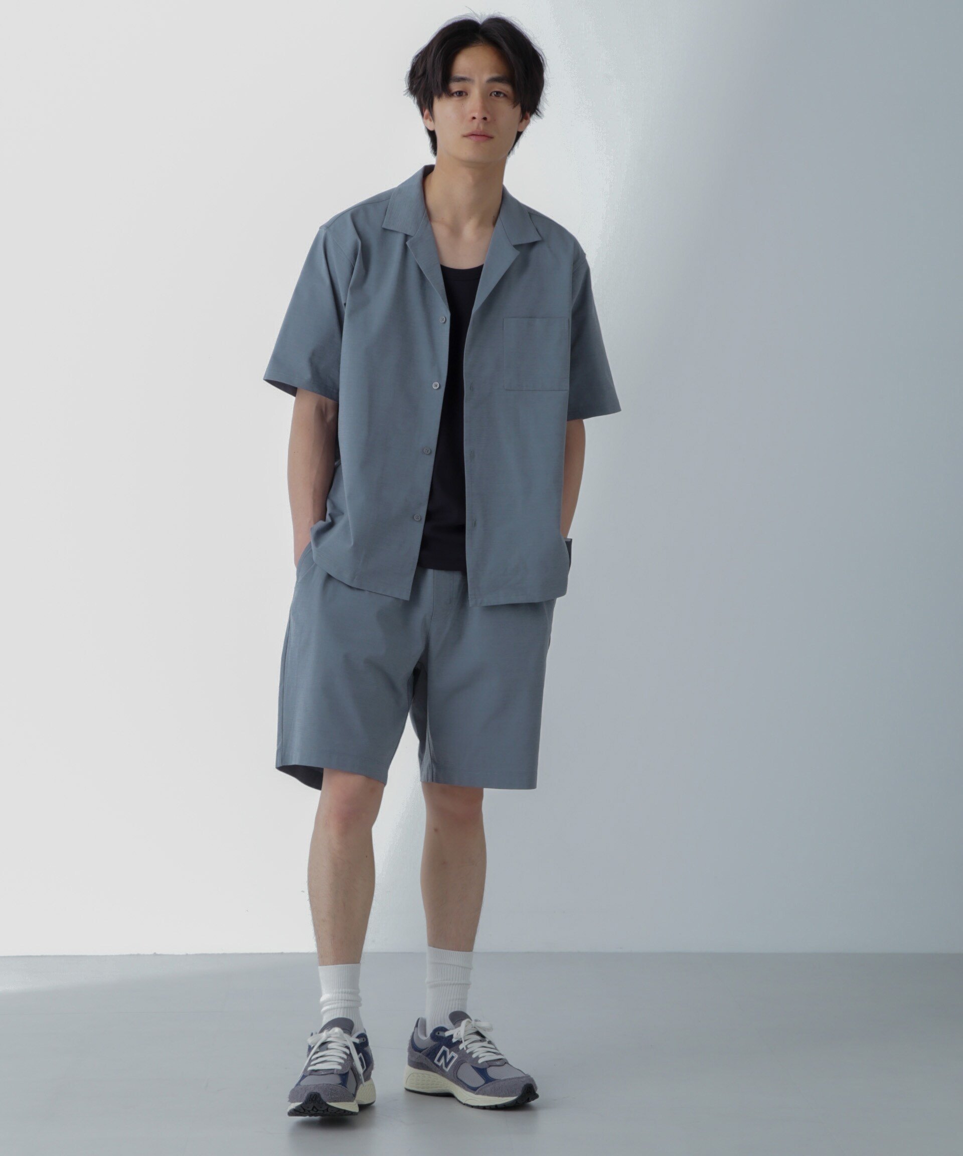 【SALE／30%OFF】NANO universe ドライジャージーオープンカラーシャツ 半袖(セットアップ可) ナノユニバース トップス シャツ・ブラウス ブルー ブラック ブラウン【送料無料】