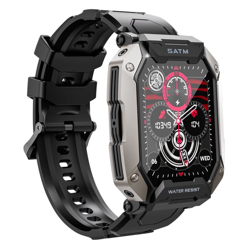 2024 アウトドアスマートウォッチ，1.71インチスクリーン，Bluetooth5.0，頑丈金属製時計，50メートル防水スマートブレスレット，smart watch,24種類の運動モード,リモコン写真SMS/Twitter/WhatsApp/Line/Gmail通知,着信表示,iphone&アンドロイド対応,贈り物プレゼントギフト