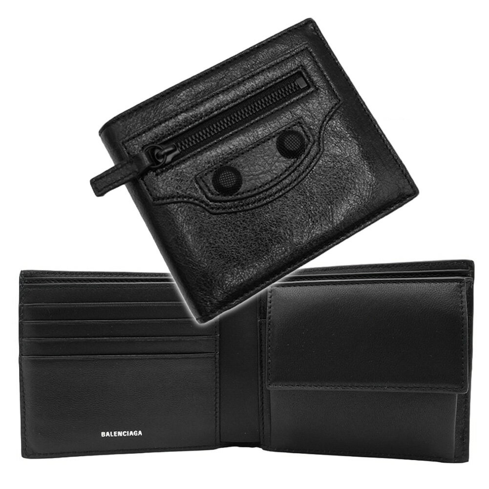 バレンシアガ 財布（メンズ） BALENCIAGA バレンシアガ 二つ折り財布 768429 2AA56 LE CAG SQ FO CO WA メンズ ブラック