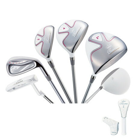 ウイルソンゴルフ（Wilson Golf）（レディース）ゴルフクラブセット TIARA MODA 8本セット(1W、F4、H5、7I、9I、PW、SW、PT)オリジナルカーボン WHT 176994