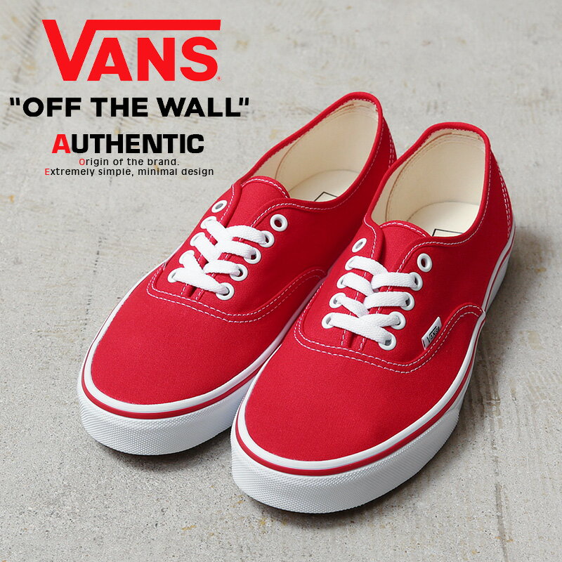 【最短即日発送】VANS ヴァンズ VN000EE3RED AUTHENTIC スニーカー RED USA企画【クーポン対象外】【T】｜メンズシューズ ローテクスニーカー キャンバス アメカジ カジュアル ワッフルソール スケーター ストリート 赤
